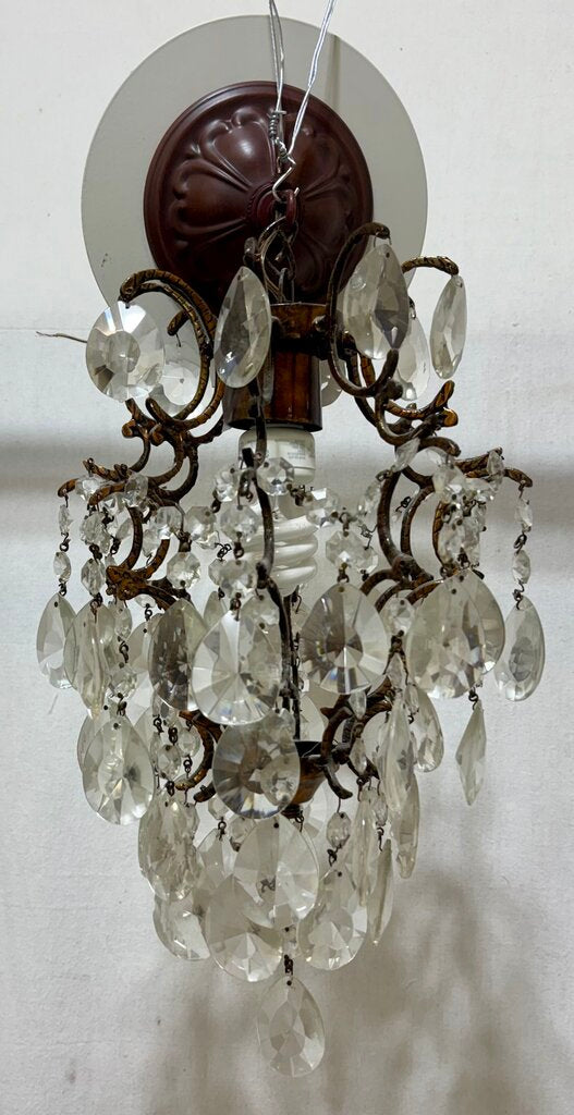 French Style Bronze Cast Crystal Pendant Lamp