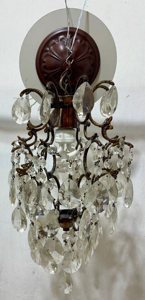 French Style Bronze Cast Crystal Pendant Lamp