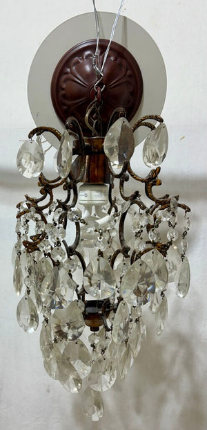 French Style Bronze Cast Crystal Pendant Lamp