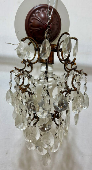 French Style Bronze Cast Crystal Pendant Lamp