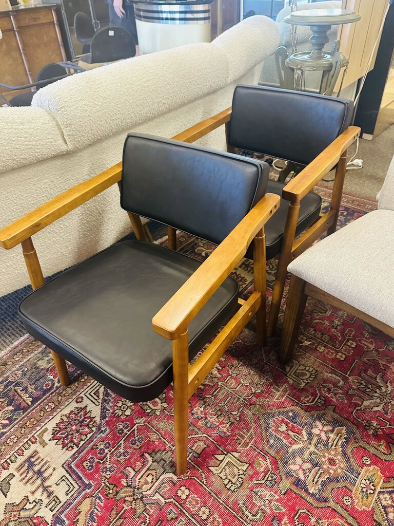 Hisaw Faux Leather Upholstered Armchairs (pair) by Miss Daisy's Consignment & Auction House