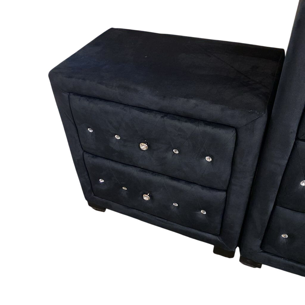 Black Tufted Microfiber Nightstand (27.5x16x26) by Miss Daisy's Consignment & Auction House