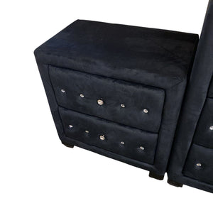 Black Tufted Microfiber Nightstand (27.5x16x26) by Miss Daisy's Consignment & Auction House