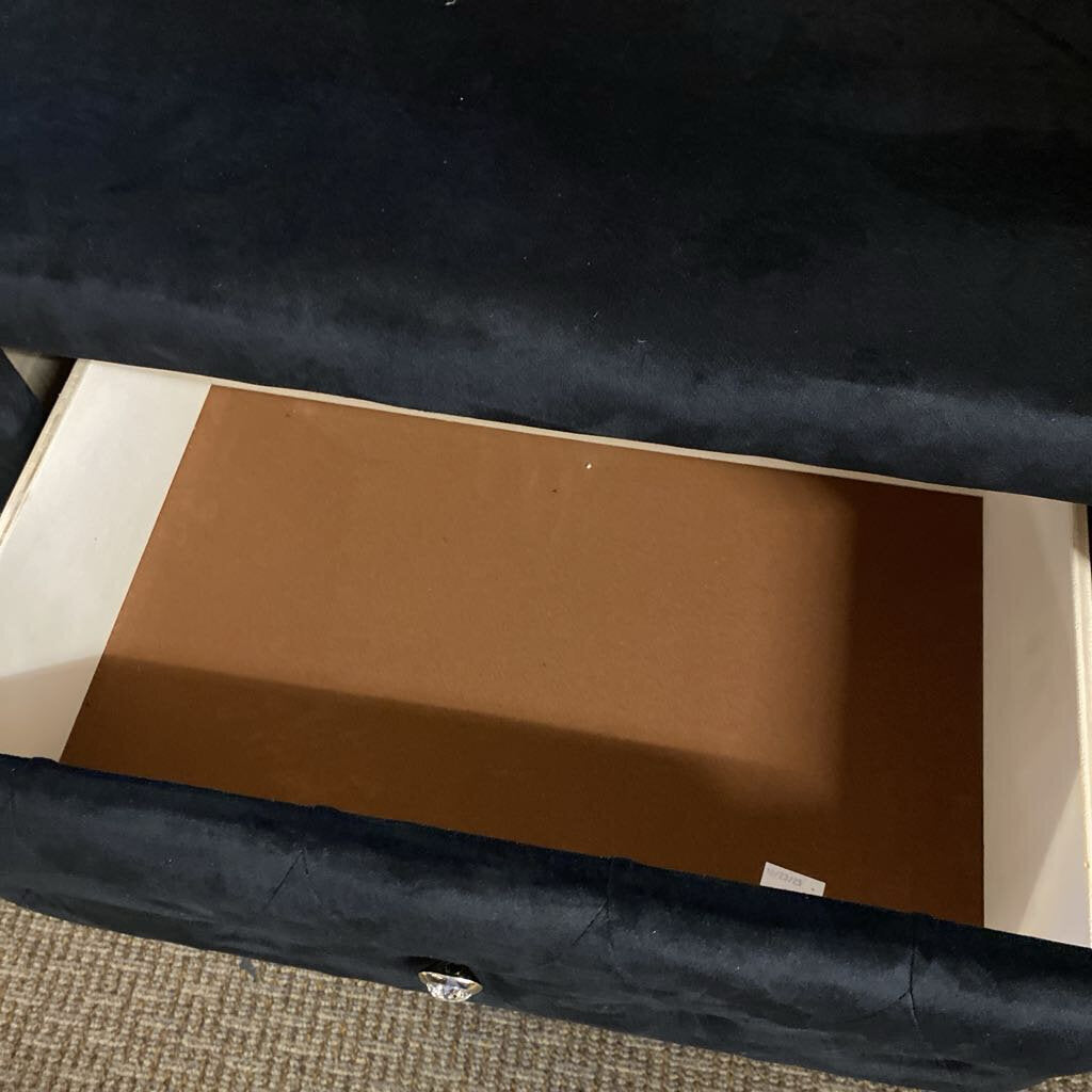 Modern Black Tufted Velvet Nightstand (27.5x16x26)
