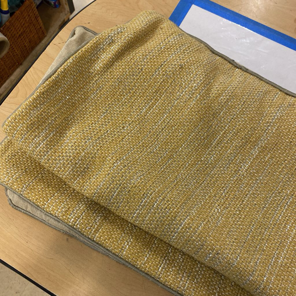 Yellow Khaki & Silver Pillow Cover 21"