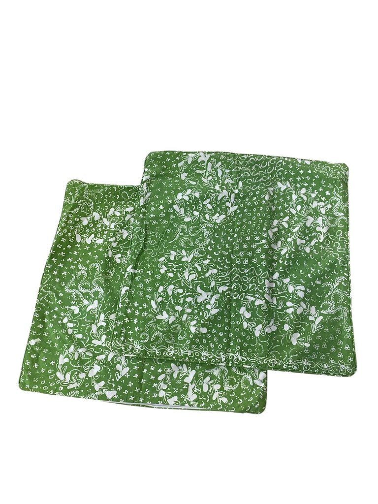 Green Floral Batik Pillow Cover 21" (Pair)