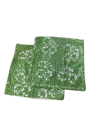 Green Floral Batik Pillow Cover 21" (Pair)