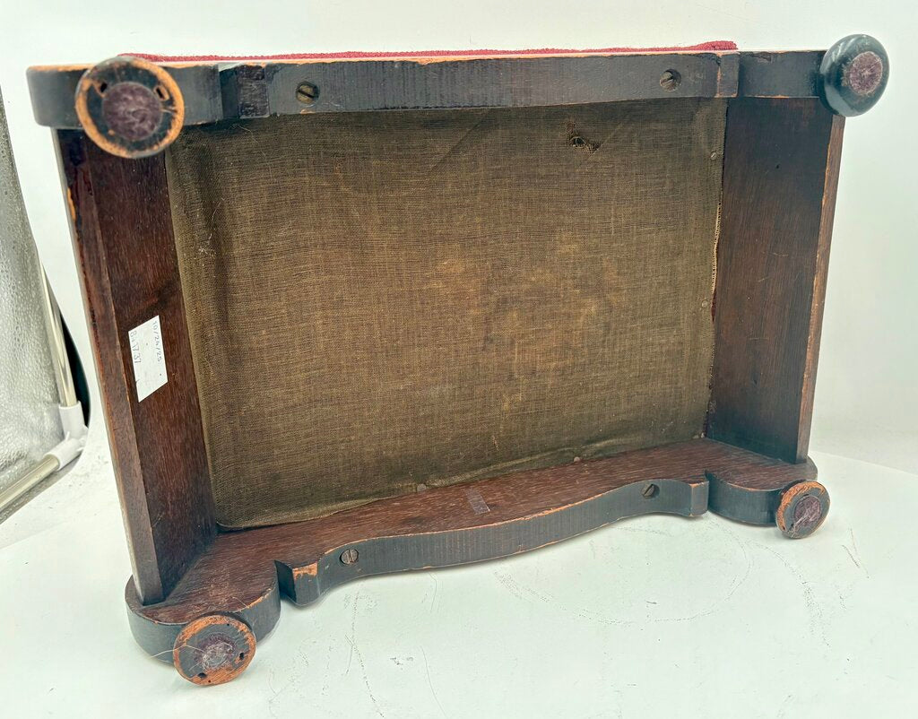 Vintage Needlepoint Oak Slipper Bench