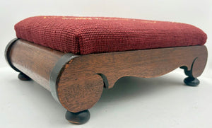 Vintage Needlepoint Oak Slipper Bench