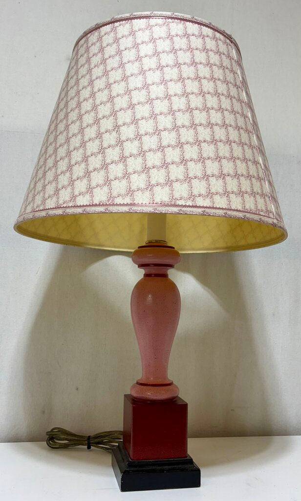 Modern Pink Turned Wood Table Lamp