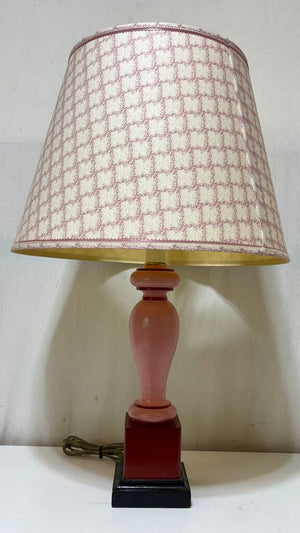 Modern Pink Turned Wood Table Lamp