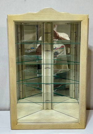 Bombay Co. White Wood & Glass Shelf Corner Cabinet w/ Light