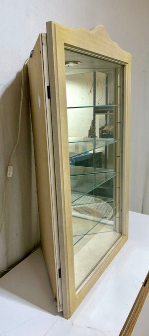 Bombay Co. White Wood & Glass Shelf Corner Cabinet w/ Light