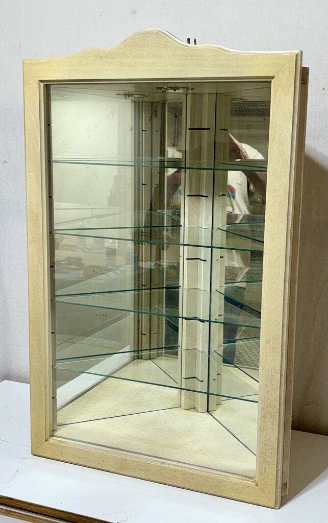 Bombay Co. White Wood & Glass Shelf Corner Cabinet w/ Light