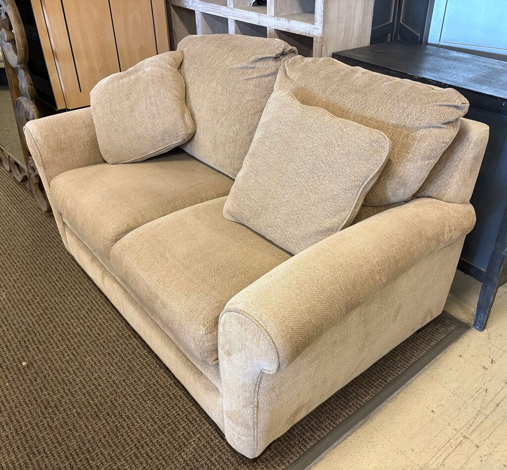 Lazy Boy Tan Corduroy Love Seat w/ Pillows