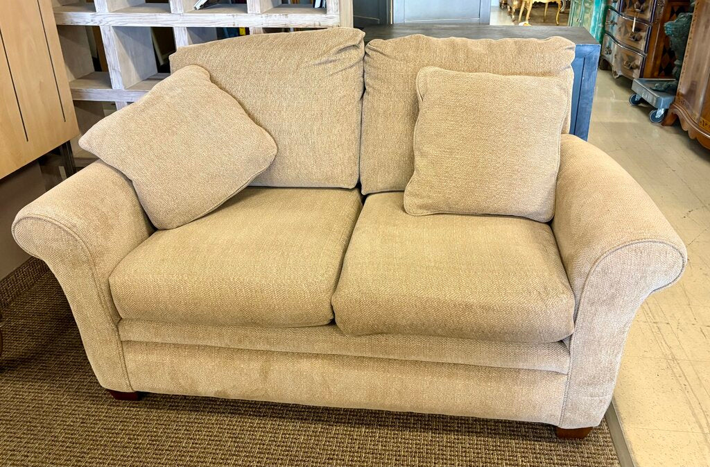 Lazy Boy Tan Corduroy Love Seat w/ Pillows