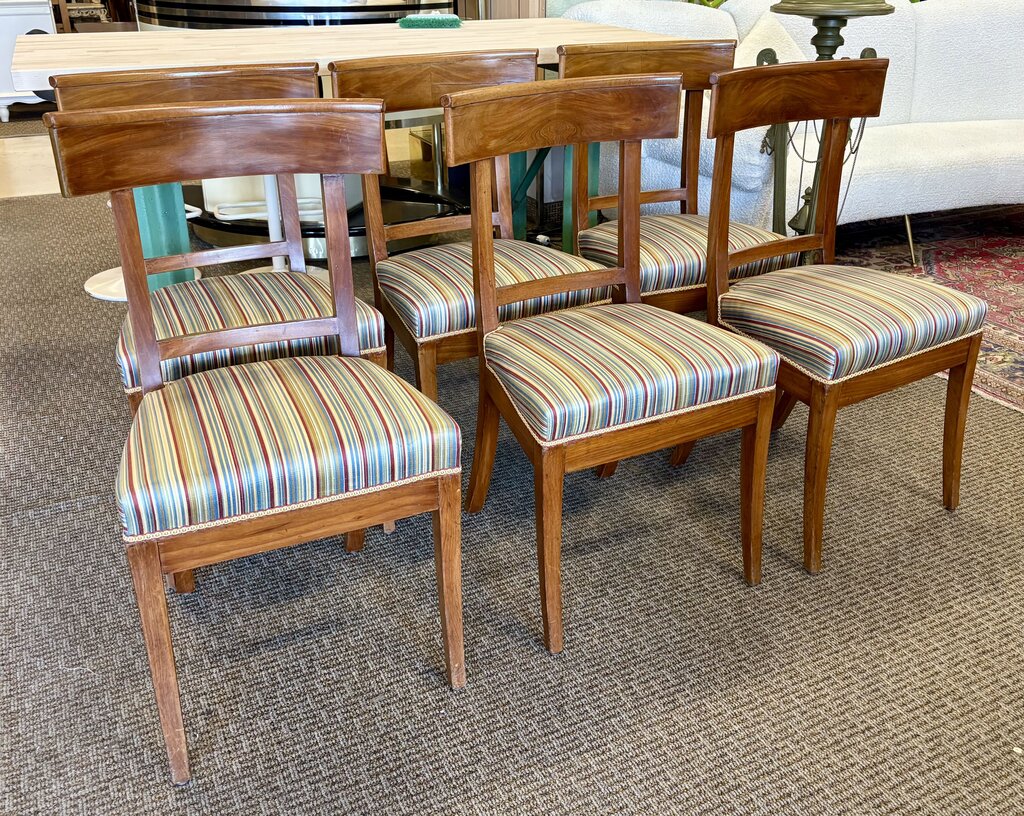 Late 19th C. French Biedermeier Cherrywood Directoire Style Dining Chair Set (6Pcs)
