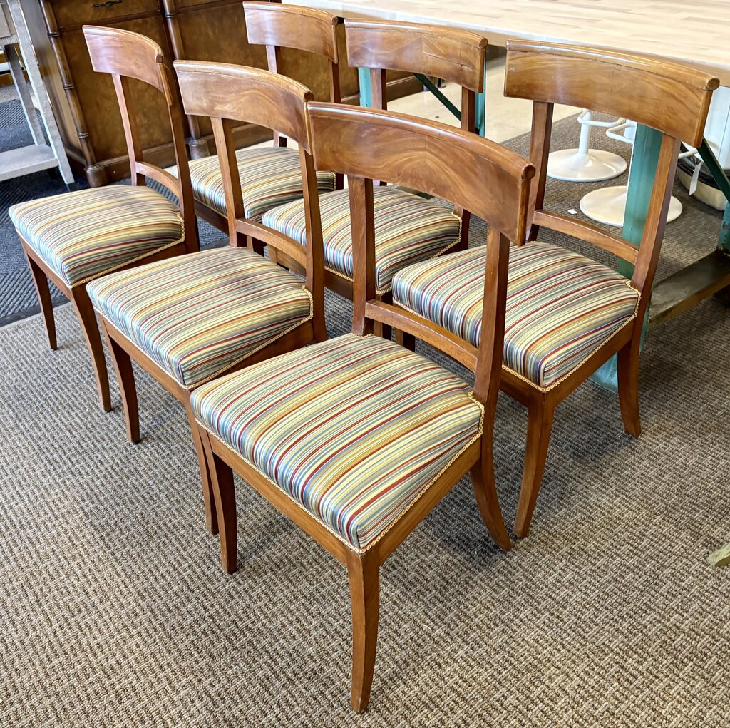 Late 19th C. French Biedermeier Cherrywood Directoire Style Dining Chair Set (6Pcs)