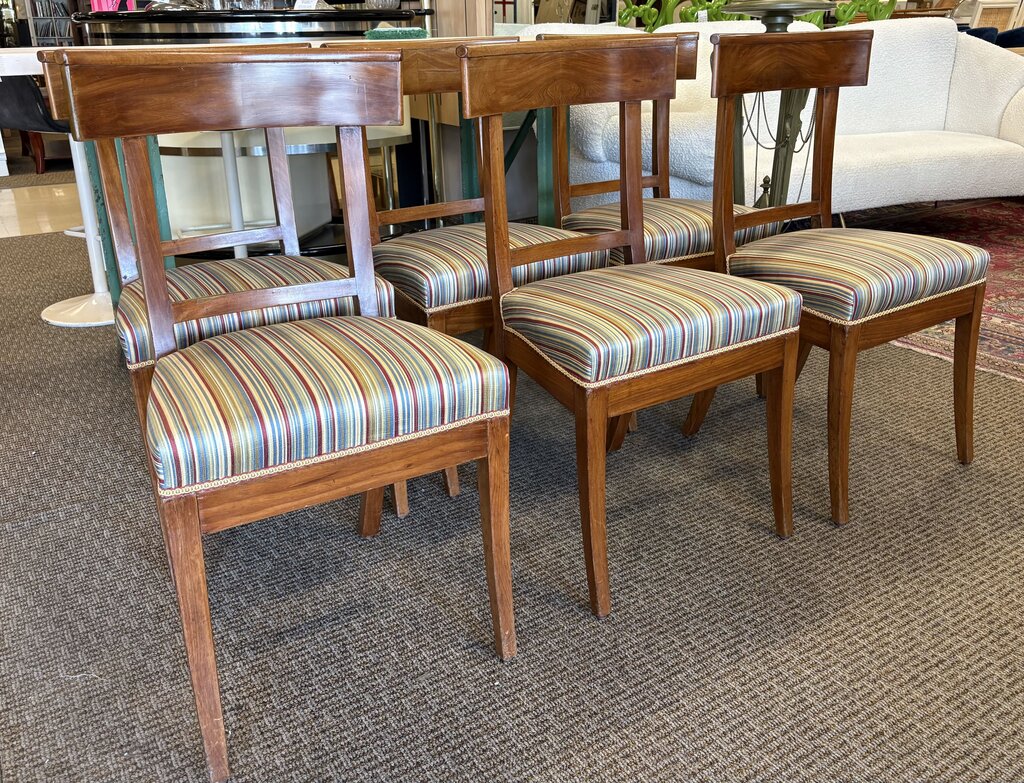 Late 19th C. French Biedermeier Cherrywood Directoire Style Dining Chair Set (6Pcs)