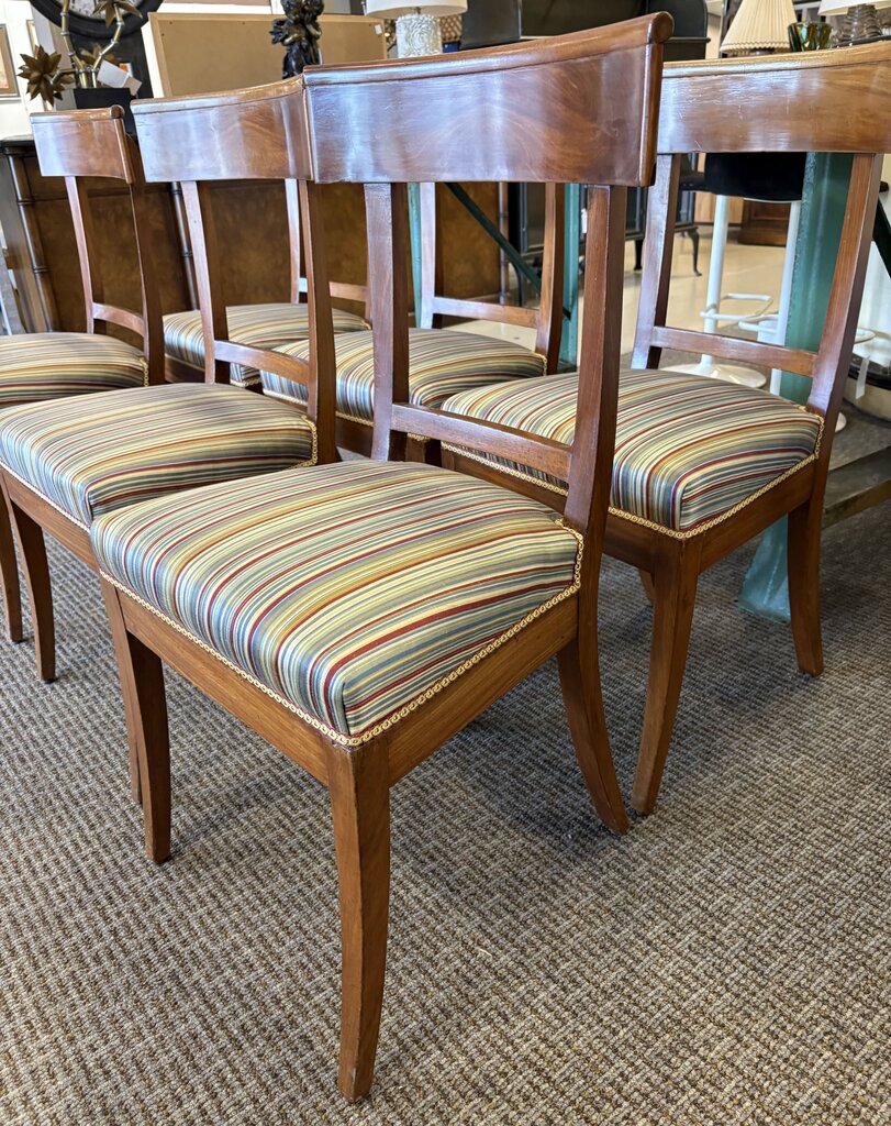 Late 19th C. French Biedermeier Cherrywood Directoire Style Dining Chair Set (6Pcs)
