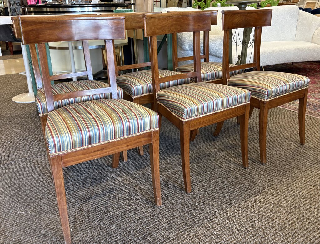 Late 19th C. French Biedermeier Cherrywood Directoire Style Dining Chair Set (6Pcs)