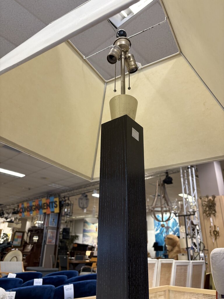 MCM Black Finished Oak Floor Lamp 67"