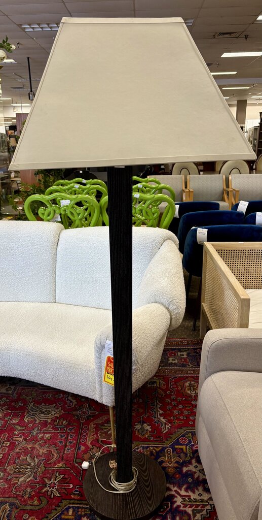 MCM Black Finished Oak Floor Lamp 67"