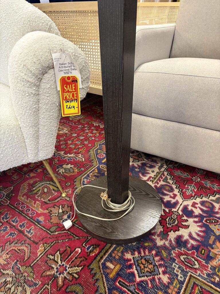 MCM Black Finished Oak Floor Lamp 67"