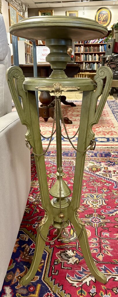 Late 19th C. Green Brass Accented Wooden Victorian Athenienne