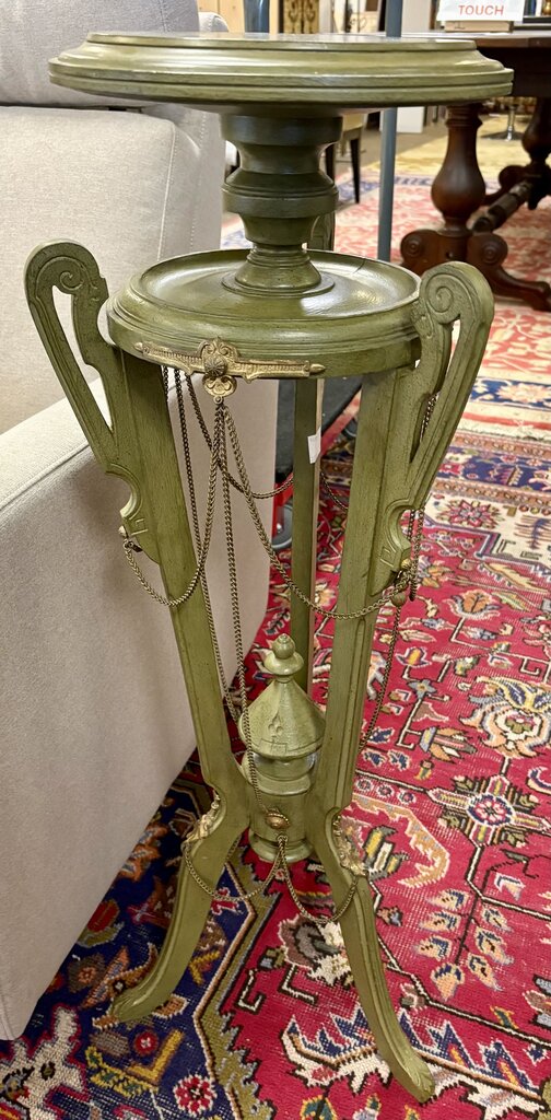 Late 19th C. Green Brass Accented Wooden Victorian Athenienne