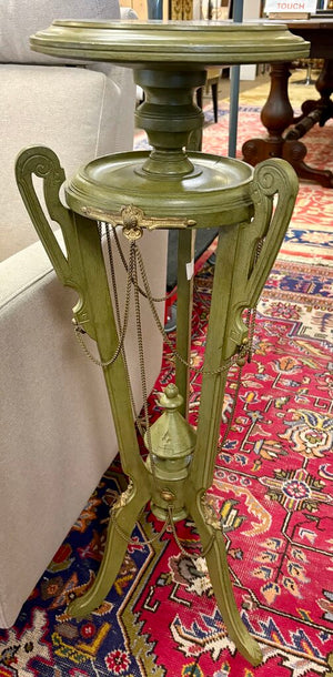 Late 19th C. Green Brass Accented Wooden Victorian Athenienne