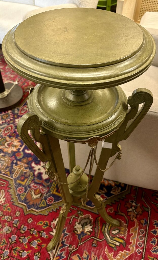 Late 19th C. Green Brass Accented Wooden Victorian Athenienne