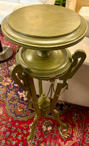 Late 19th C. Green Brass Accented Wooden Victorian Athenienne