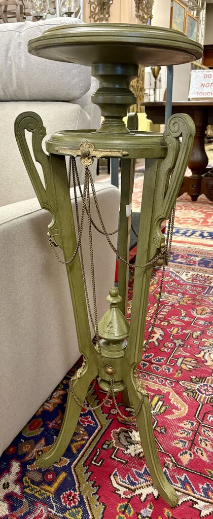 Late 19th C. Green Brass Accented Wooden Victorian Athenienne