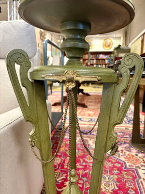 Late 19th C. Green Brass Accented Wooden Victorian Athenienne
