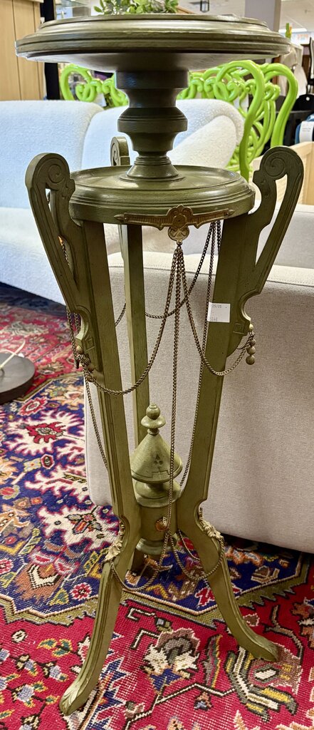 Late 19th C. Green Brass Accented Wooden Victorian Athenienne