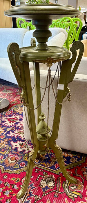 Late 19th C. Green Brass Accented Wooden Victorian Athenienne