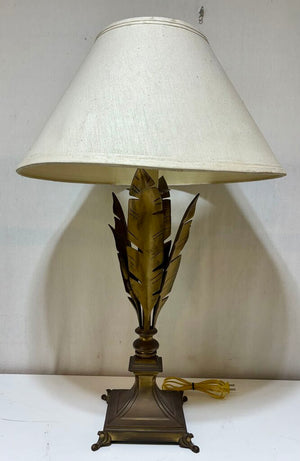 Decorative Crafts Inc. Sculptural Solid Brass Feather Table Lamp