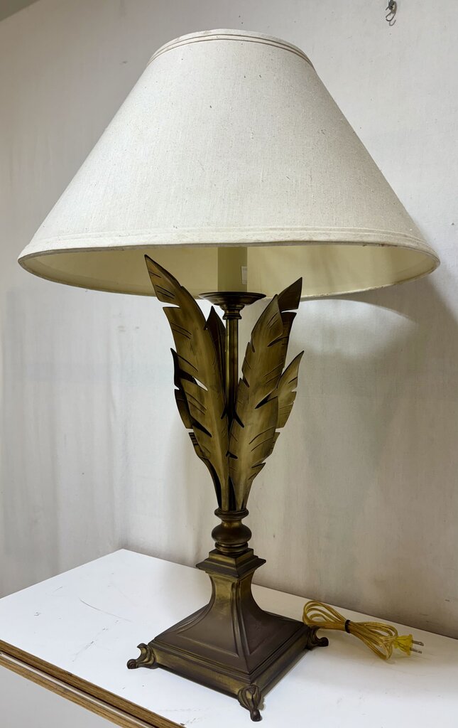 Decorative Crafts Inc. Sculptural Solid Brass Feather Table Lamp