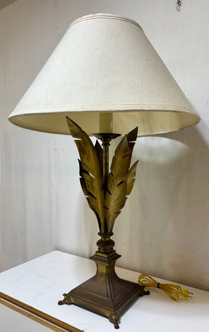 Decorative Crafts Inc. Sculptural Solid Brass Feather Table Lamp