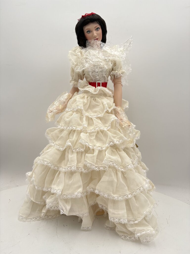 Franklin Heirloom Dolls Scarlett O'Hara's White Party Dress 19" Mint in Box