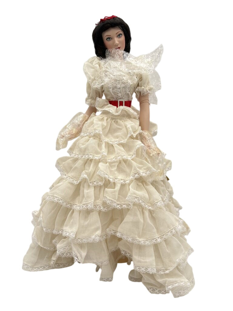 Franklin Heirloom Dolls Scarlett O'Hara's White Party Dress 19" Mint in Box by Miss Daisy's Consignment & Auction House