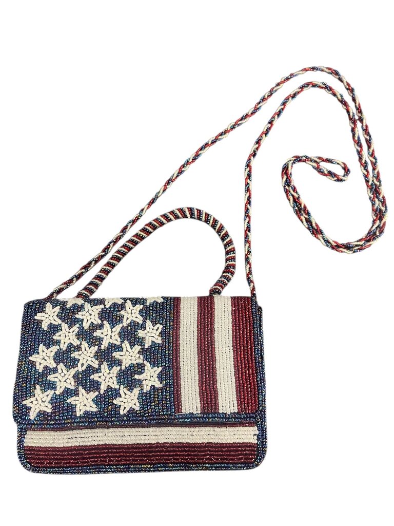 ERMO Beaded American Flag Motif Purse