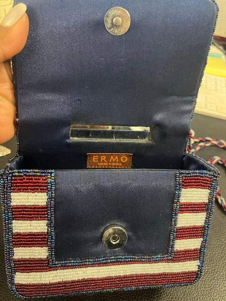 ERMO Beaded American Flag Motif Purse