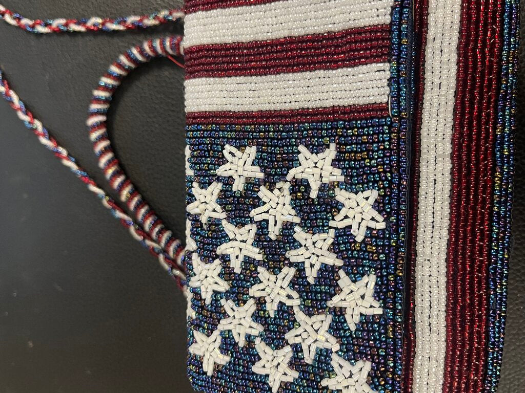 ERMO Beaded American Flag Motif Purse