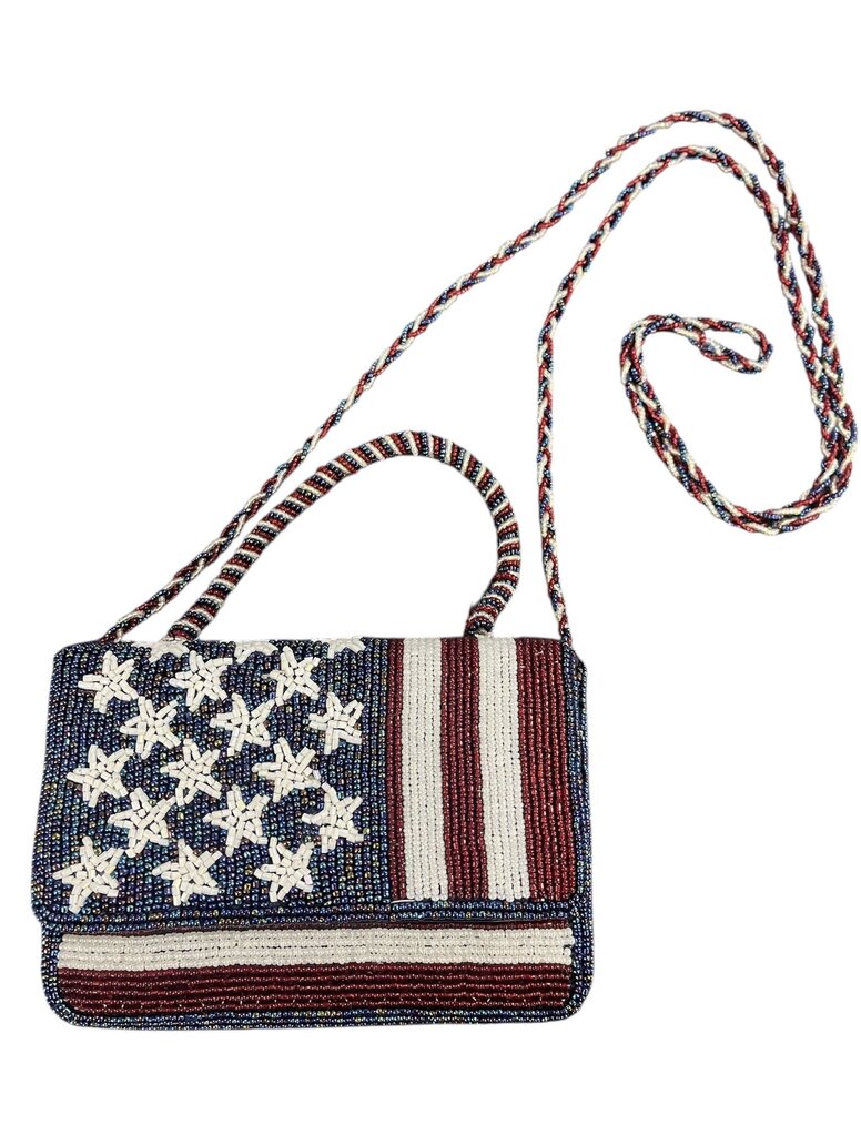 ERMO Beaded American Flag Motif Purse