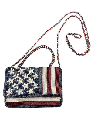 ERMO Beaded American Flag Motif Purse