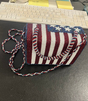 ERMO Beaded American Flag Motif Purse