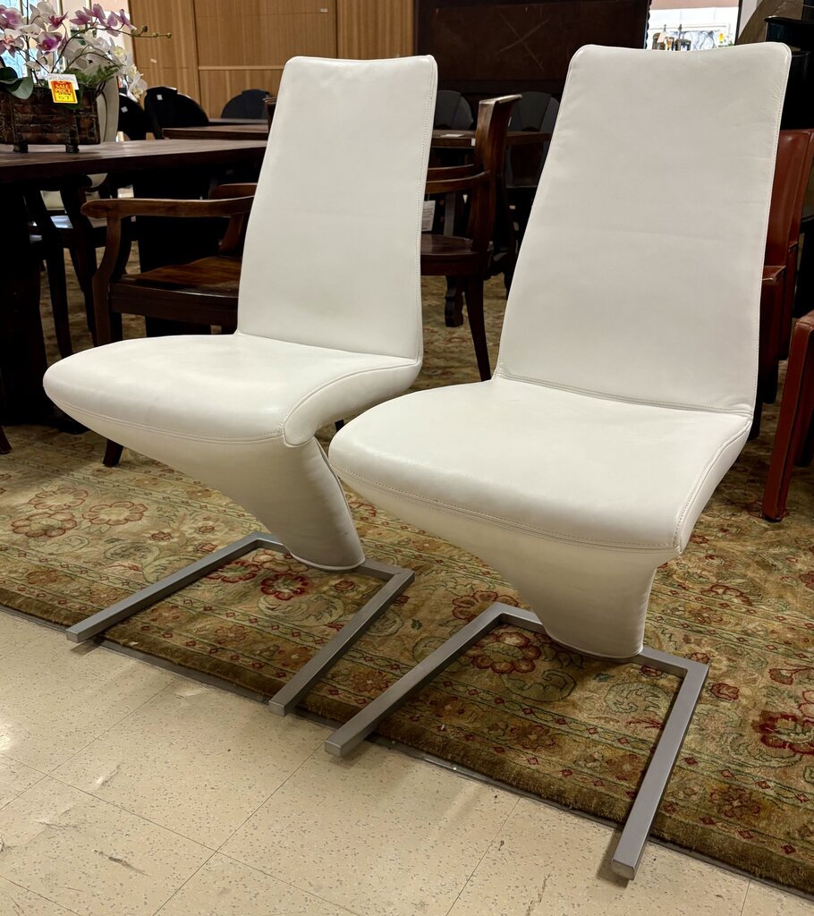 Rolf Benz 7800 White Leather Chairs (PAIR) by Miss Daisy's Consignment & Auction House
