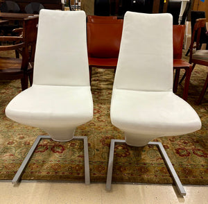 Rolf Benz 7800 White Leather Chairs (PAIR)